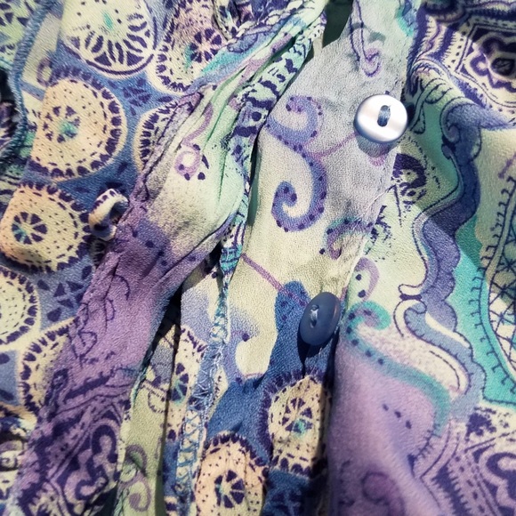 Allison Taylor Blue Design Stretch Button-Up. 285 - Picture 6 of 8